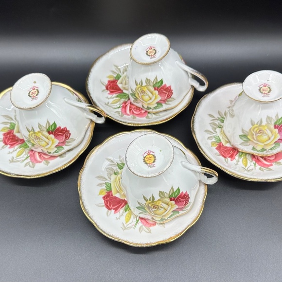 Queen Anne Lady Sylvia Tea Cup Saucer Set(Set of 4) Bone China England - Picture 6 of 7